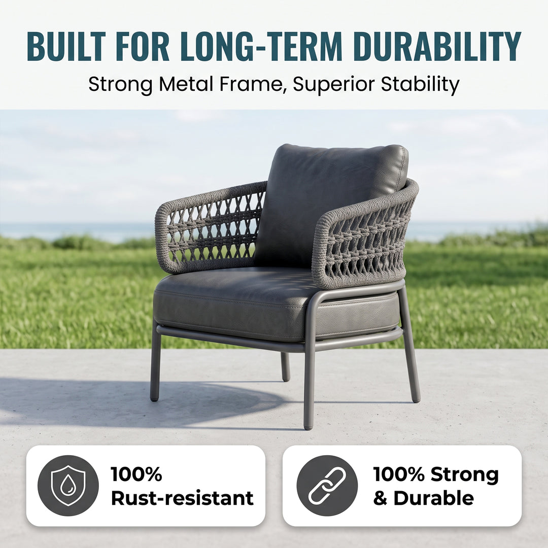 Hauwa Outdoor Garden Balcony Sofa Set 2 Seater , 2 Single Seater 1 Center Table Set Braid & Rope