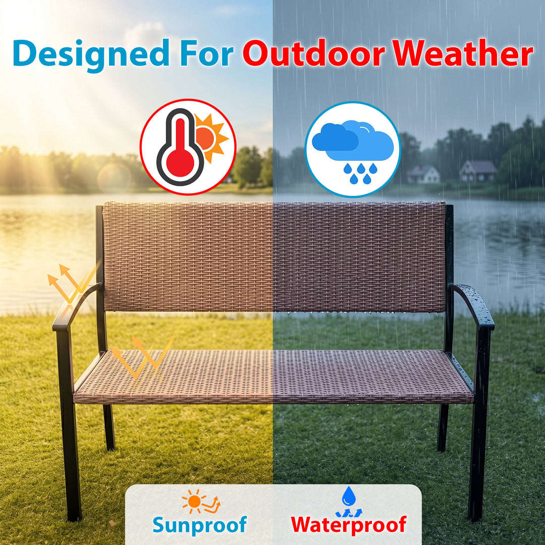 Zac Wicker 2 Seater and 1 Table Garden Bench for Outdoor Park - (Honey)