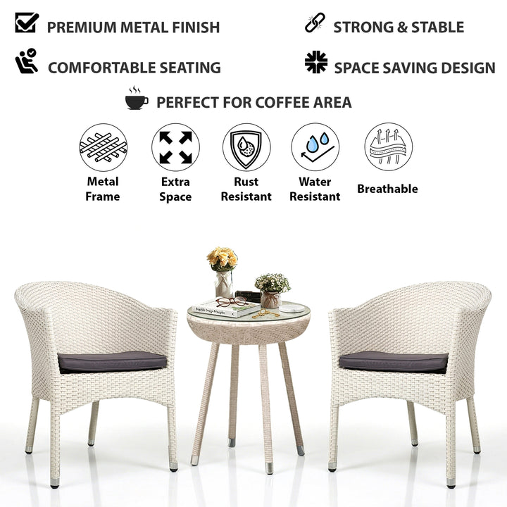 Perlita Outdoor Patio Seating Set 2 Chairs and 1 Table Set