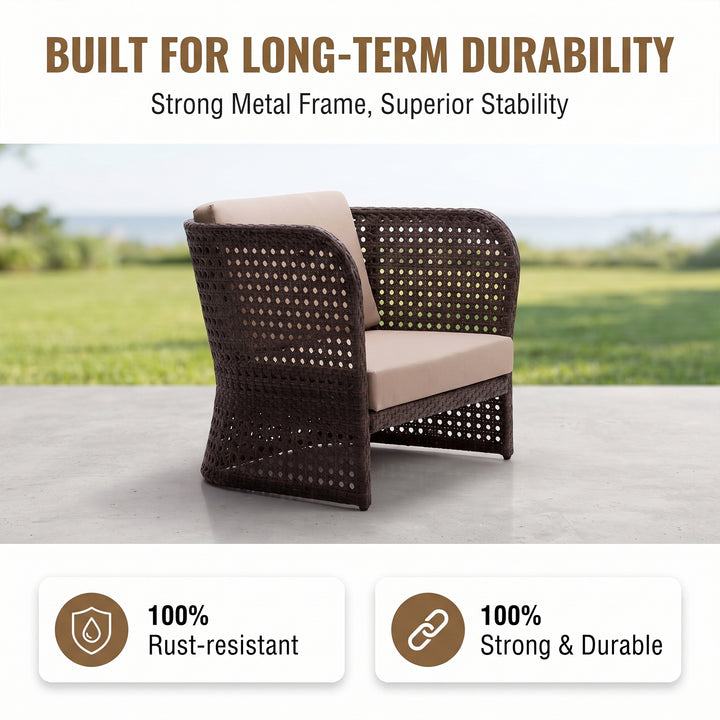 Lombardi Outdoor Sofa Set 2 Seater , 2 Single seater and 1 Center Table (Brown)