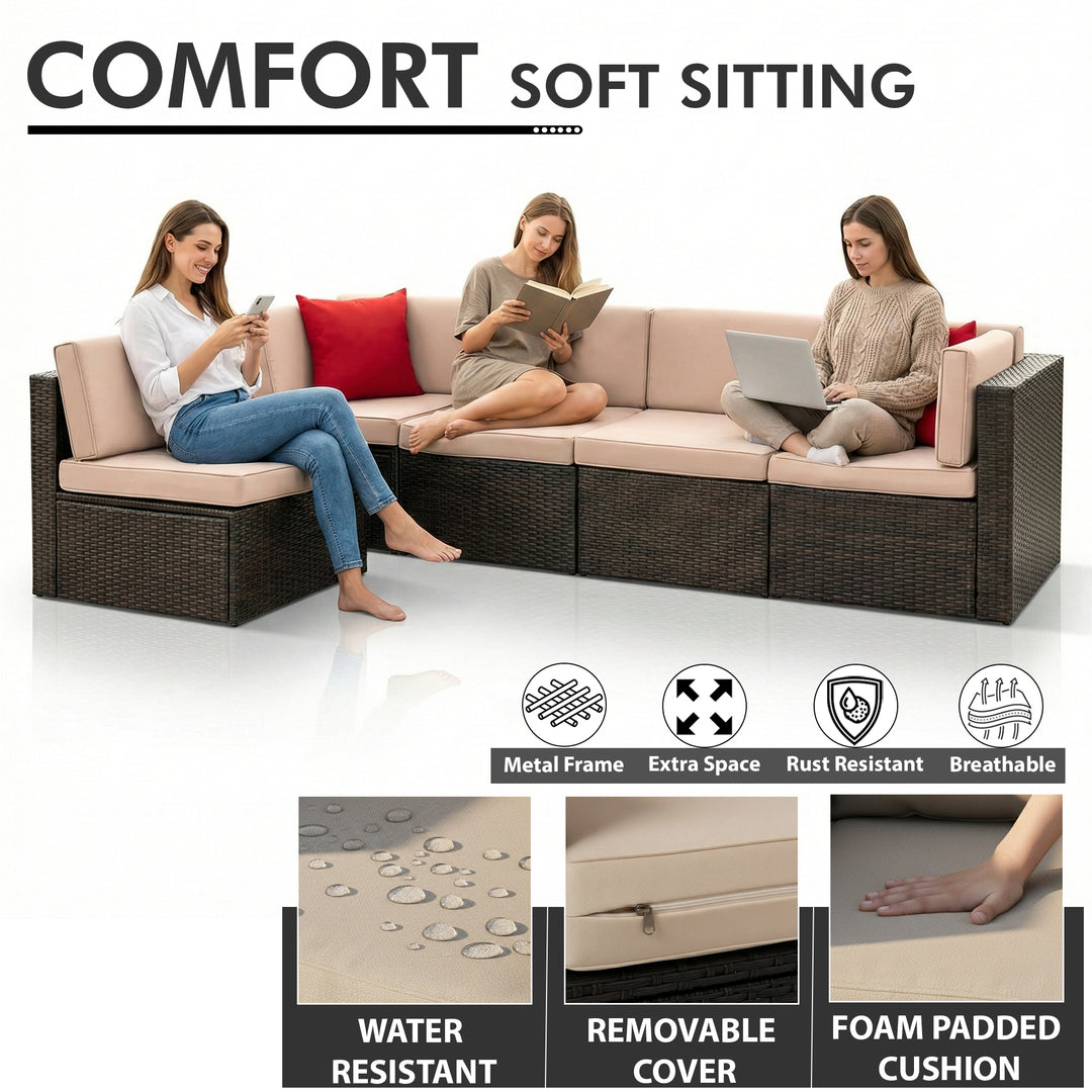 Carni Outdoor Patio Sofa Set 6 seater and 1 Center Table (Brown)