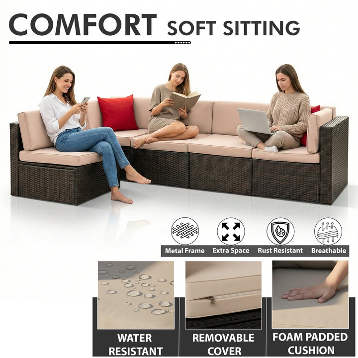 Carni Outdoor Patio Sofa Set 6 seater and 1 Center Table (Brown)