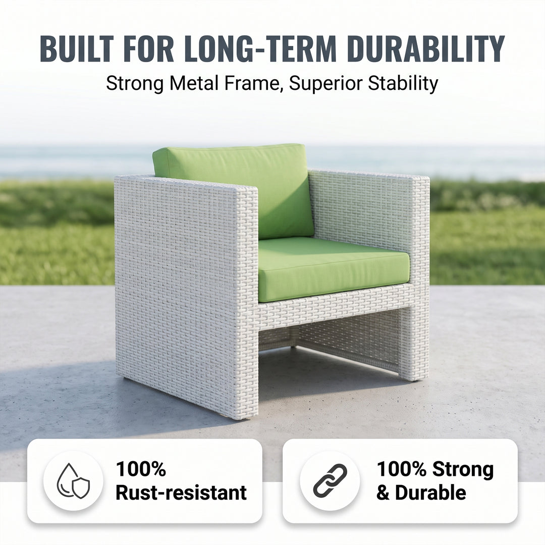 Gucci Outdoor Garden Balcony Sofa Set 2 Seater , 2 Single seater and 1 Center Table Set (White)
