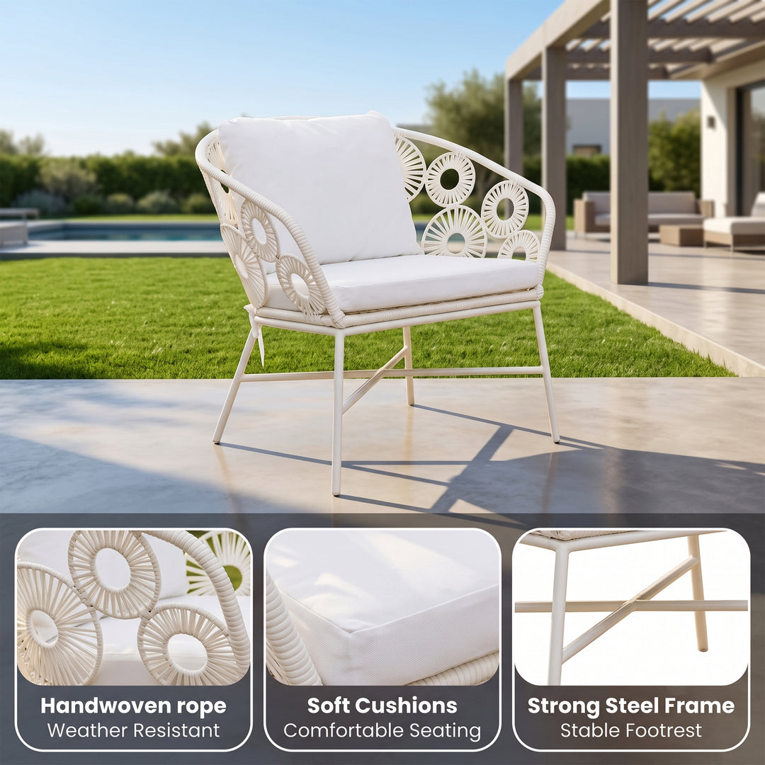 Alban Outdoor Garden Balcony Single Seater Sofa (White)