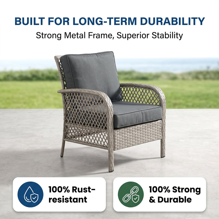 Meier Outdoor Sofa Set 2 Seater, 2 Single seater and 1 Center Table (Grey)