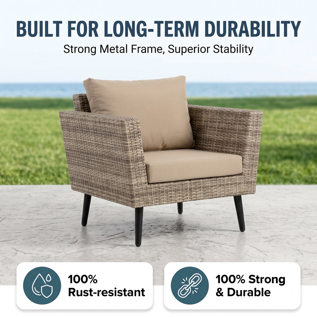 Bonfilia Outdoor Sofa Set 2 Seater, 2 Single seater and 1 Center Table (Seashell)
