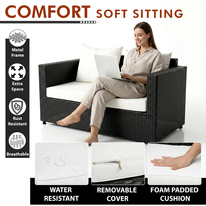 Calmo Outdoor Sofa Set 2 Seater , 2 Single seater and 1 Center Table Set (Black)