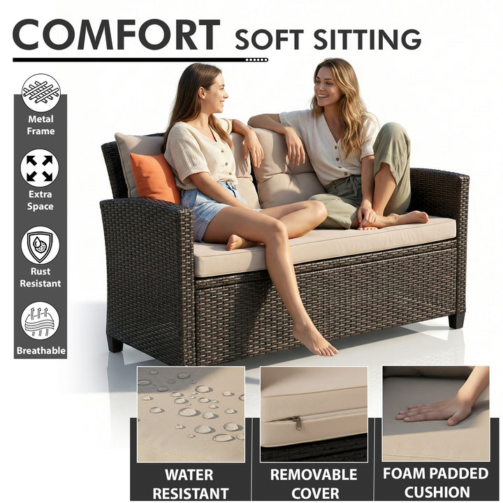 Amada Outdoor Sofa Set 2 Seater , 2 Single seater and 1 Center Table (Brown)