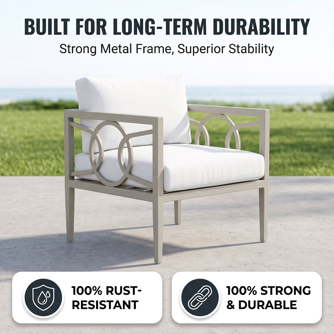Duval Outdoor Sofa Set 2 Seater , 2 Single seater and 1 Center Table (White)