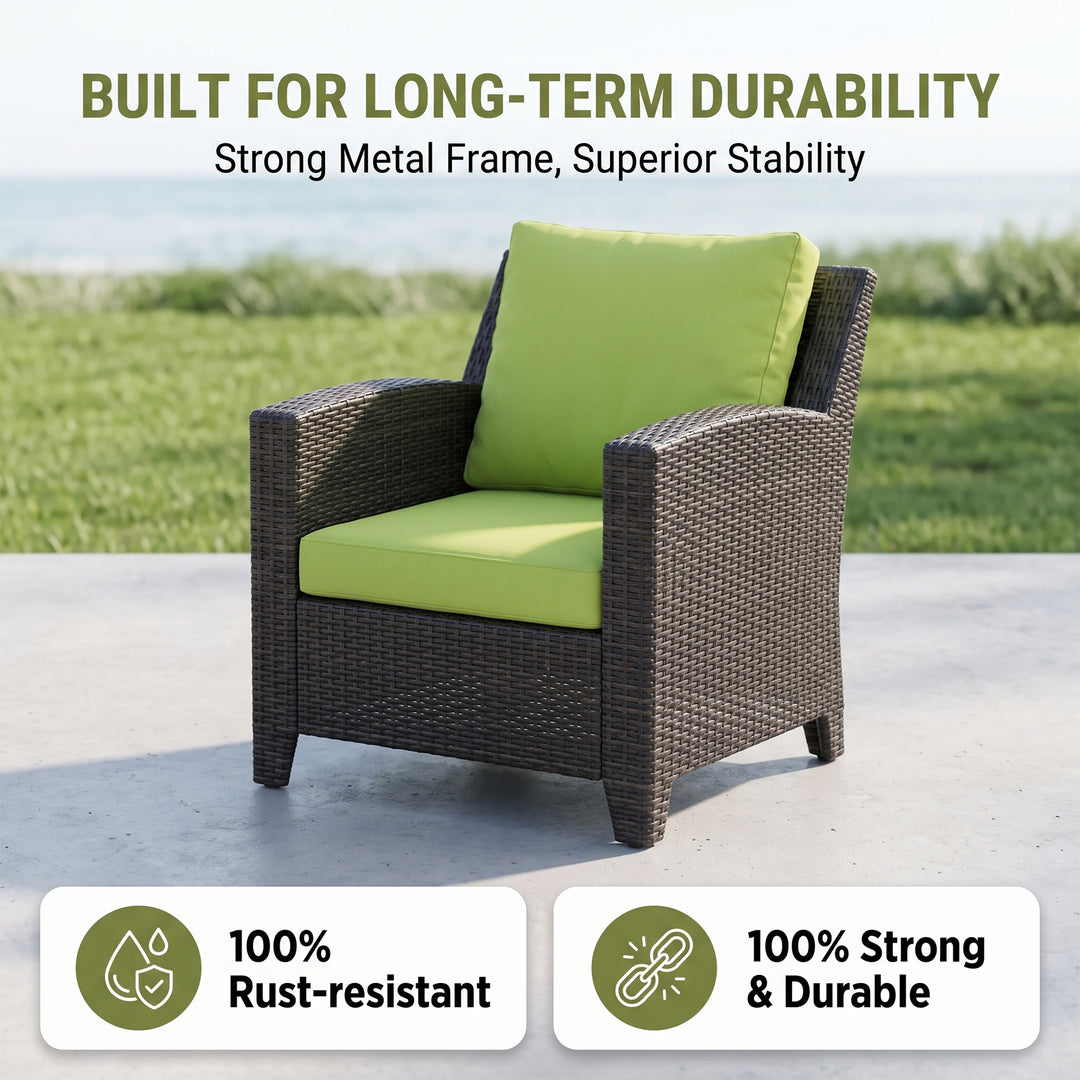 Alfonsoo Outdoor Patio Sofa Set 5 Seater and 1 Center Table (Dark brown)