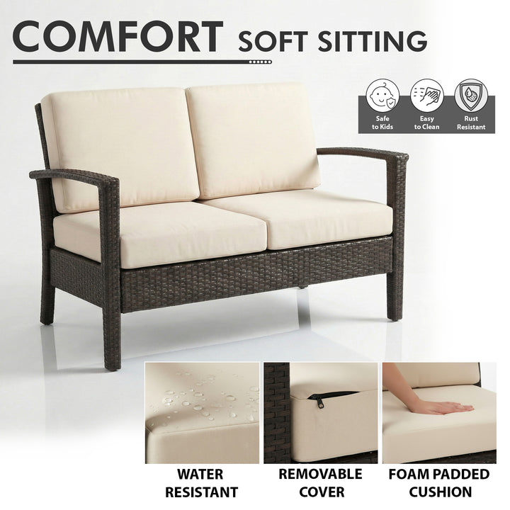 Maisa Outdoor Sofa Set 2 Seater , 2 Single seater and 1 Center Table Set (Brown)