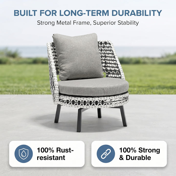 Bufil Outdoor Garden Balcony Sofa Set 2 Seater,2 Single seater and 2 Center Table Set (Grey)