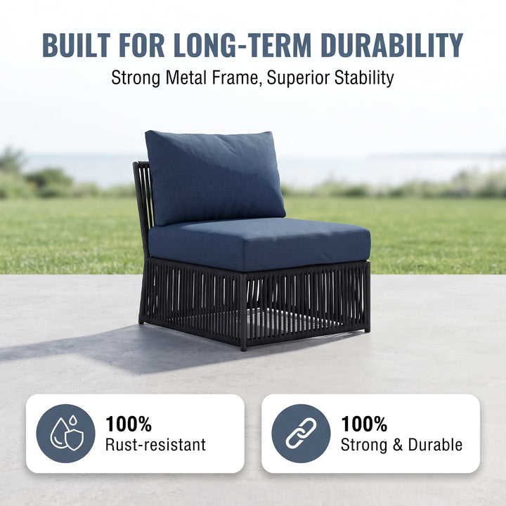 Jerez Outdoor Sofa Set 6 Seater and 1 Center Table Set Braided & Rope