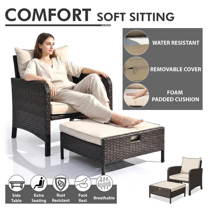 Masami Outdoor Sofa Set  2 Single seater with 2 ottoman and 1 Center Table (Black)