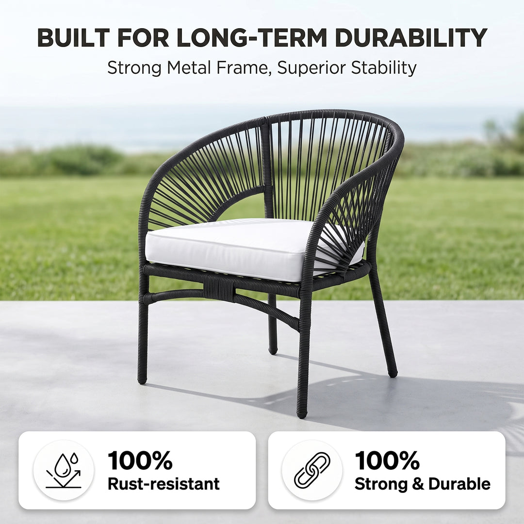 Amedea Outdoor Sofa Set 2 Seater , 2 Single seater and 1 Center Table (Black + White)