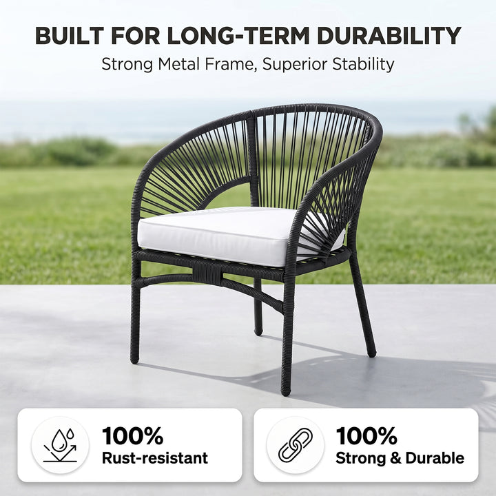 Amedea Outdoor Sofa Set 2 Seater , 2 Single seater and 1 Center Table (Black + White)