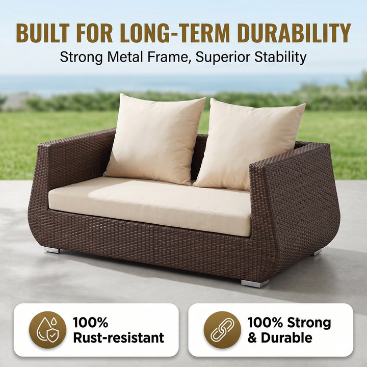 Gabriella Outdoor Sofa Set 2 Seater , 2 Single seater , 2 Side table and 1 Center Table (Brown)