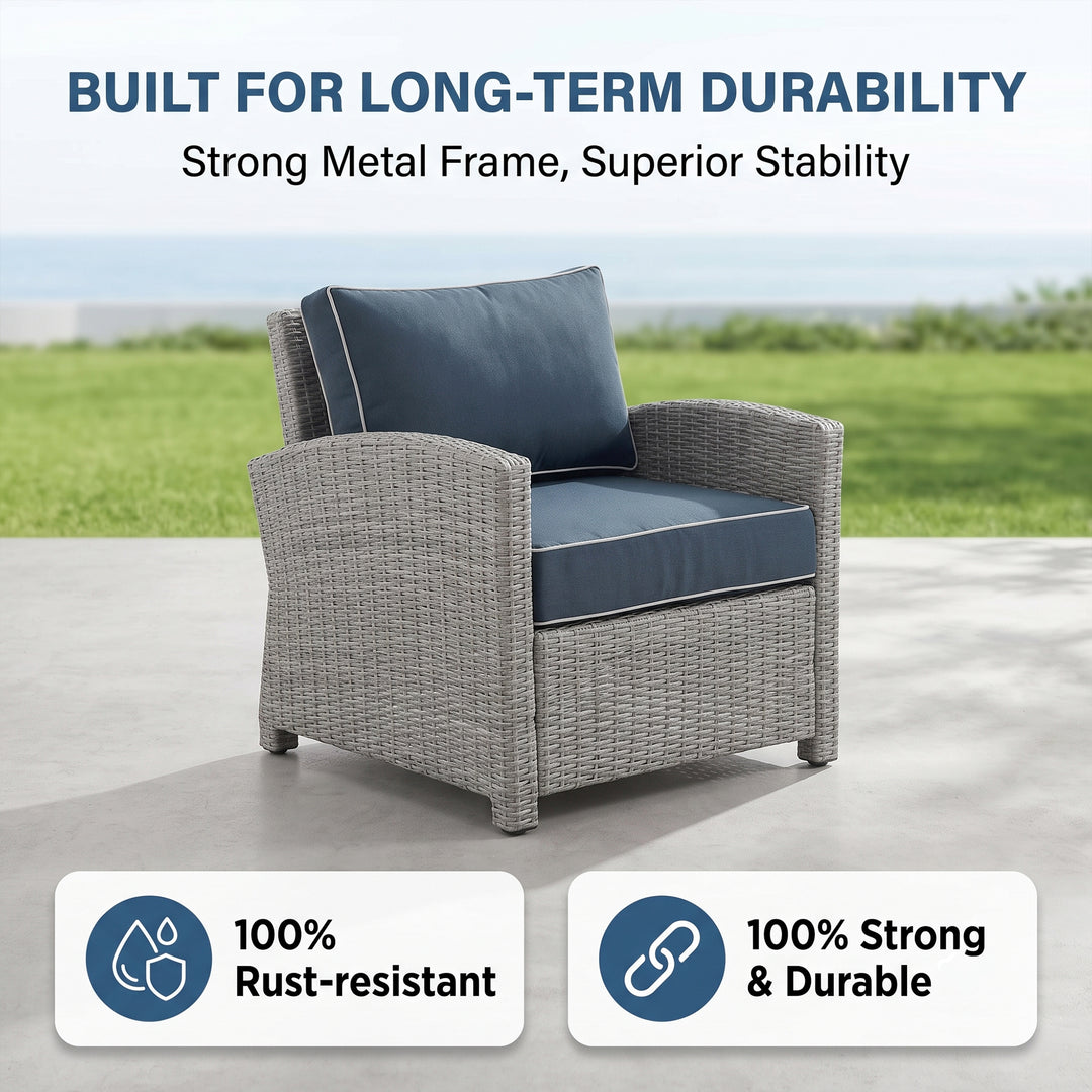 Krane Outdoor Garden Balcony Sofa Set 3 Seater, 2 Single seater, 1 Side table and 1 Center Table Conversation Set (Grey)