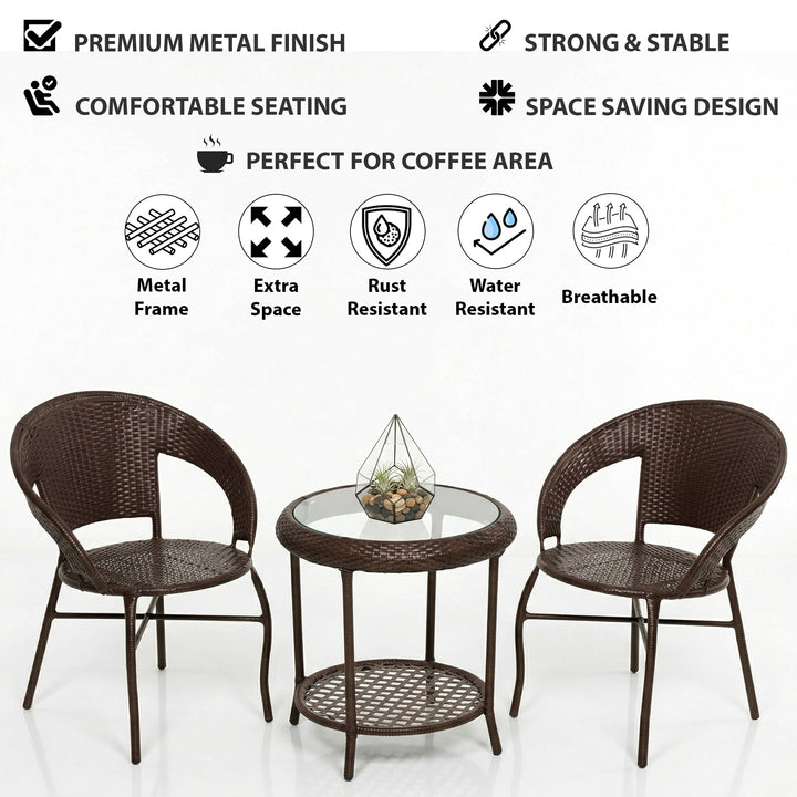 Riva Outdoor Patio Seating Set 2 Chairs and 1 Table Set