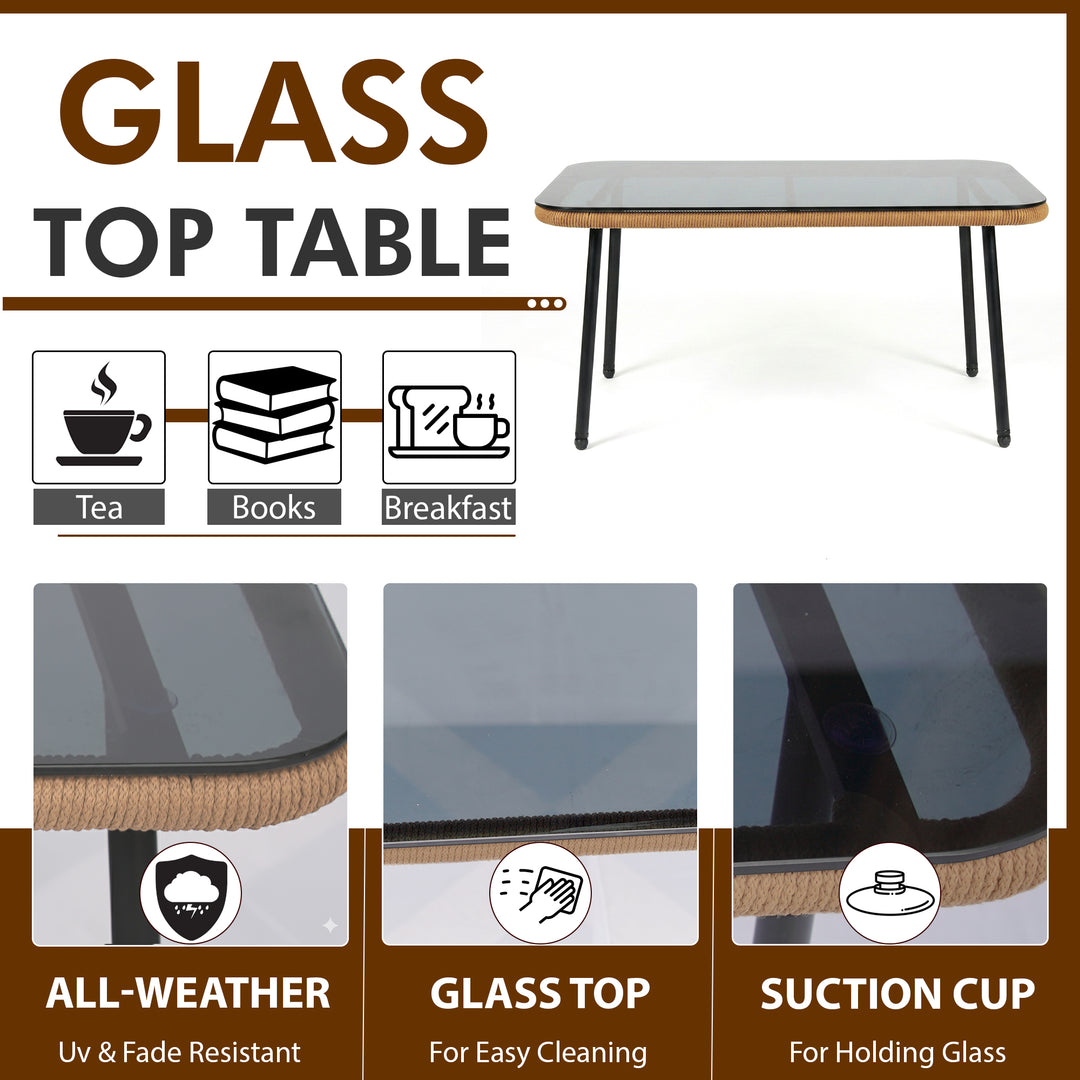 Parna Outdoor Garden Balcony Sofa Set 2 Seater , 2 Single Seater 1 Center Table Set Braided and Rope