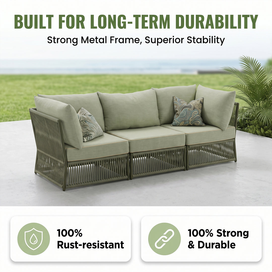 Chiquita Outdoor Sofa Set 6 Seater and 1 Center Table Set Braided & Rope