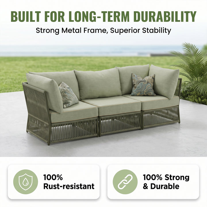 Chiquita Outdoor Sofa Set 6 Seater and 1 Center Table Set Braided & Rope