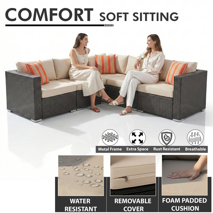 Torino Outdoor Garden Balcony Sofa Set 3 Seater, 2 Seater With 2 Single Seater and 1 Center Table With 1 Side Table Set (Brown)