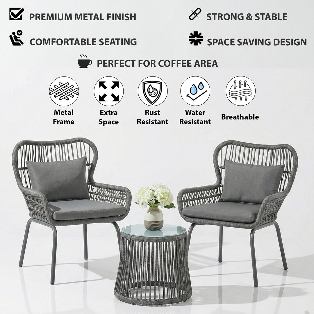 Intra Outdoor Patio Seating Set 2 Chairs and 1 Table Set