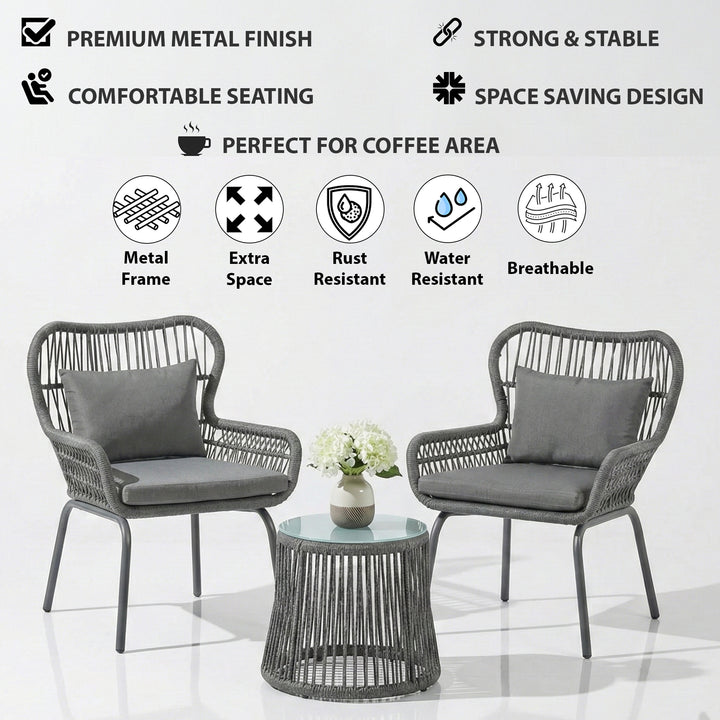 Intra Outdoor Patio Seating Set 2 Chairs and 1 Table Set
