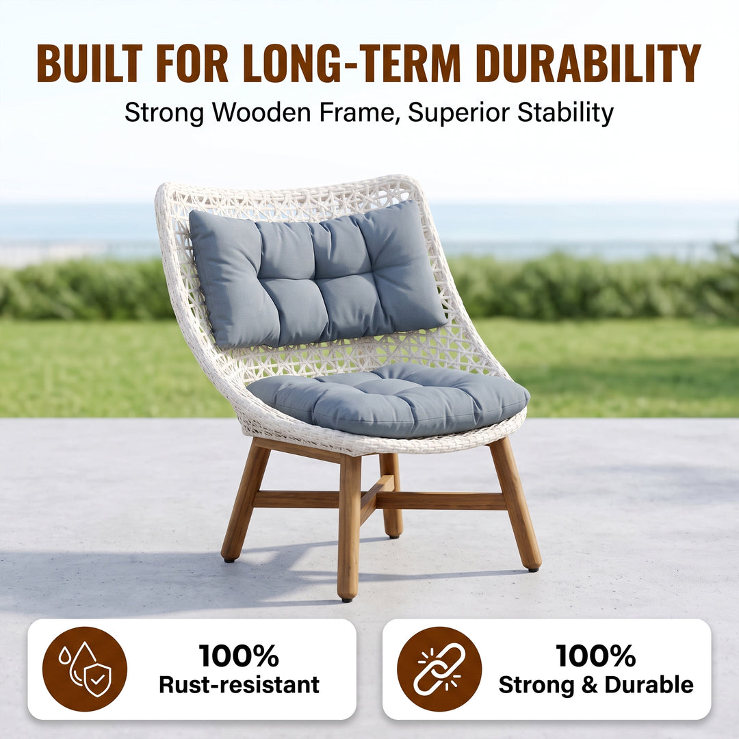 Areo Outdoor Patio Seating Set 2 Chairs and 1 table Set (White)