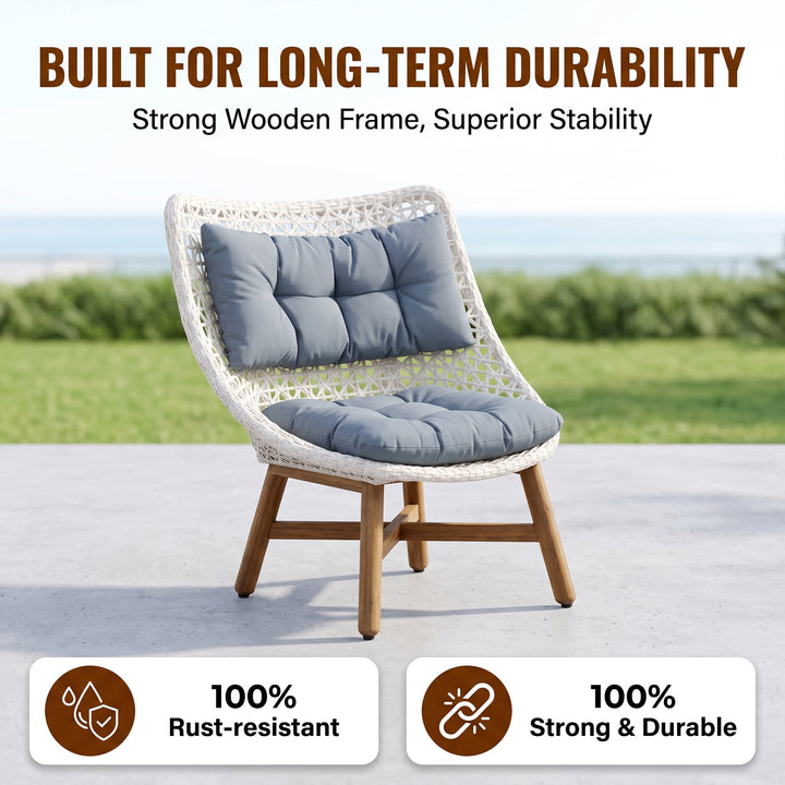 Areo Outdoor Patio Seating Set 2 Chairs and 1 table Set (White)