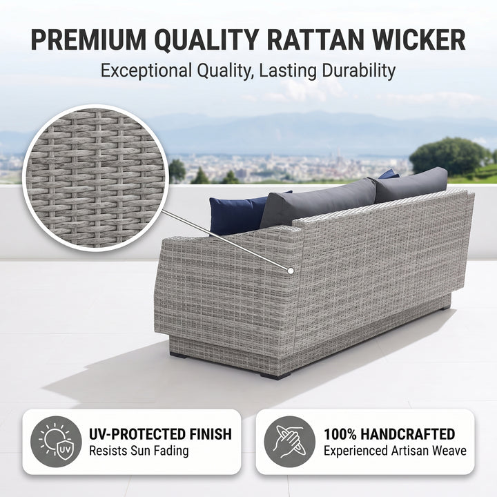 Floriana Outdoor Patio Sofa Set 3 Seater, 2 Single Seater , 2 Footstool , 1 Side table and 1 Center Table (Silver)
