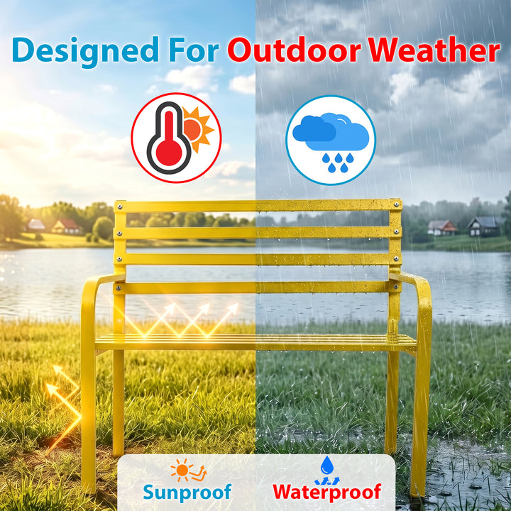 Spic Metal 2 Seater Garden Bench for Outdoor Park - (Yellow)