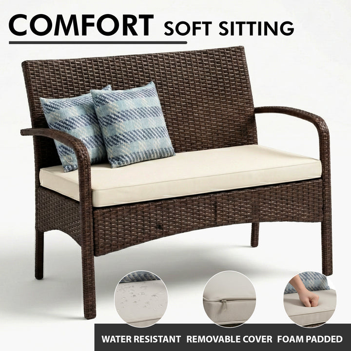 Canapa Outdoor Sofa Set 2 Seater , 2 Single seater and 1 Center Table Set (Brown)