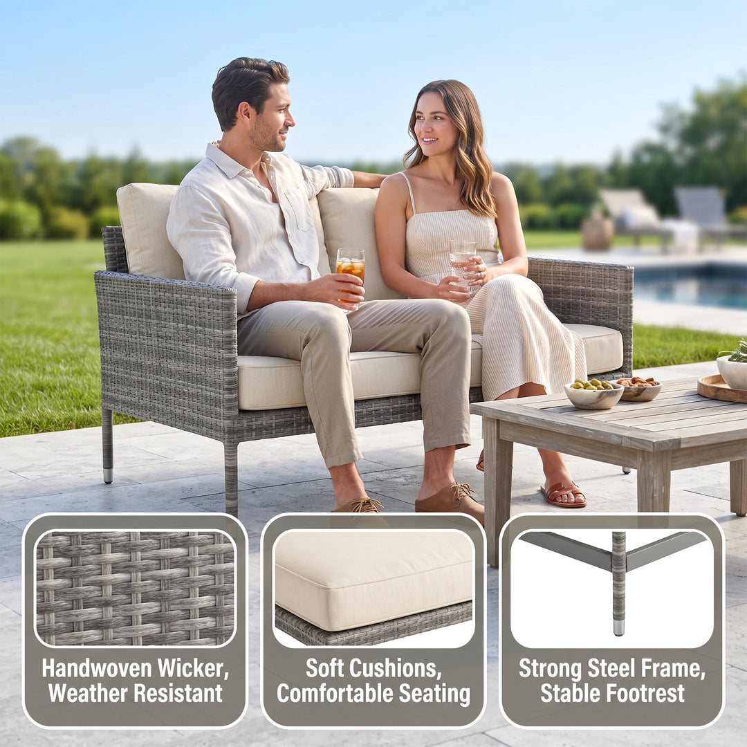 Mosè Outdoor Patio Sofa Set 2 Seater (Grey)