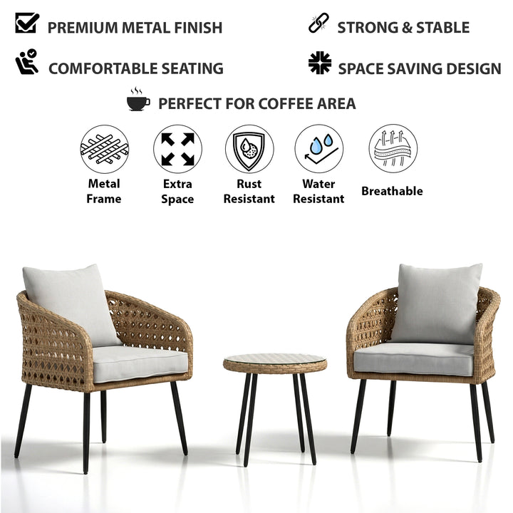 Yuri Outdoor Patio Seating Set 2 Chairs and 1 Table Set (Honey)