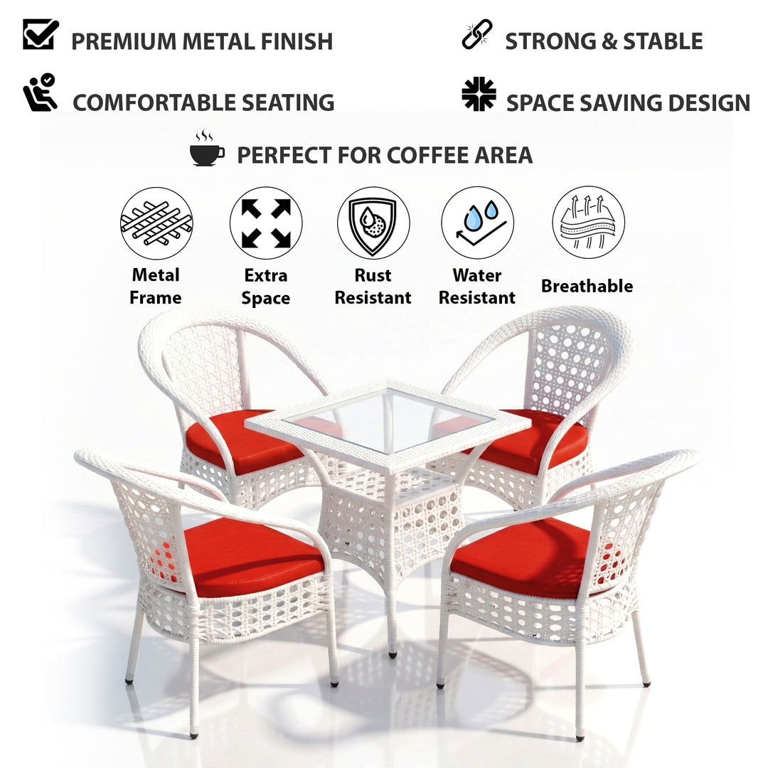 Koiki Outdoor Patio Seating Set 4 Chairs and 1 Table Set (White)