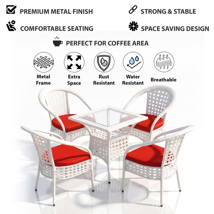 Koiki Outdoor Patio Seating Set 4 Chairs and 1 Table Set (White)