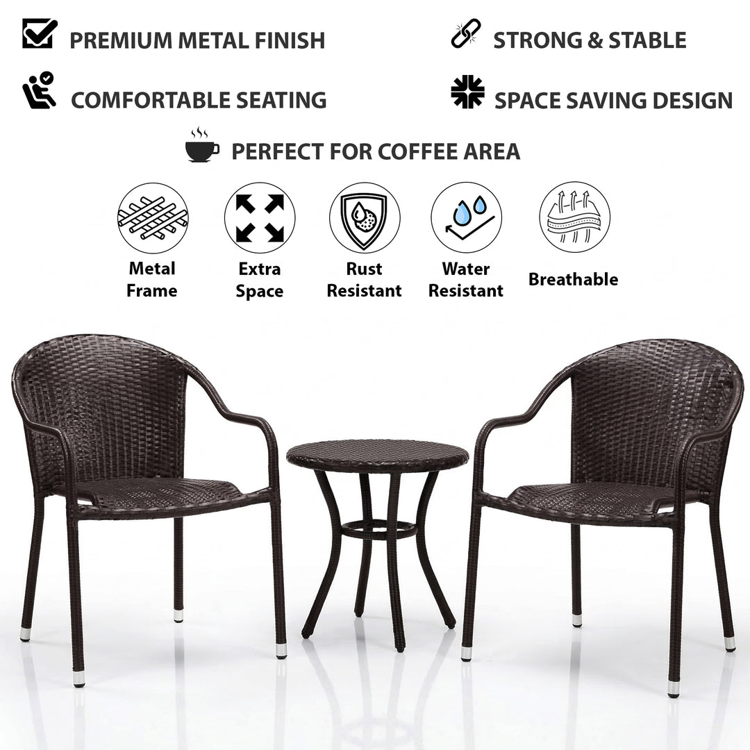 Bovina Outdoor Patio Seating Set 2 Chairs and 1 Table Set (Brown)
