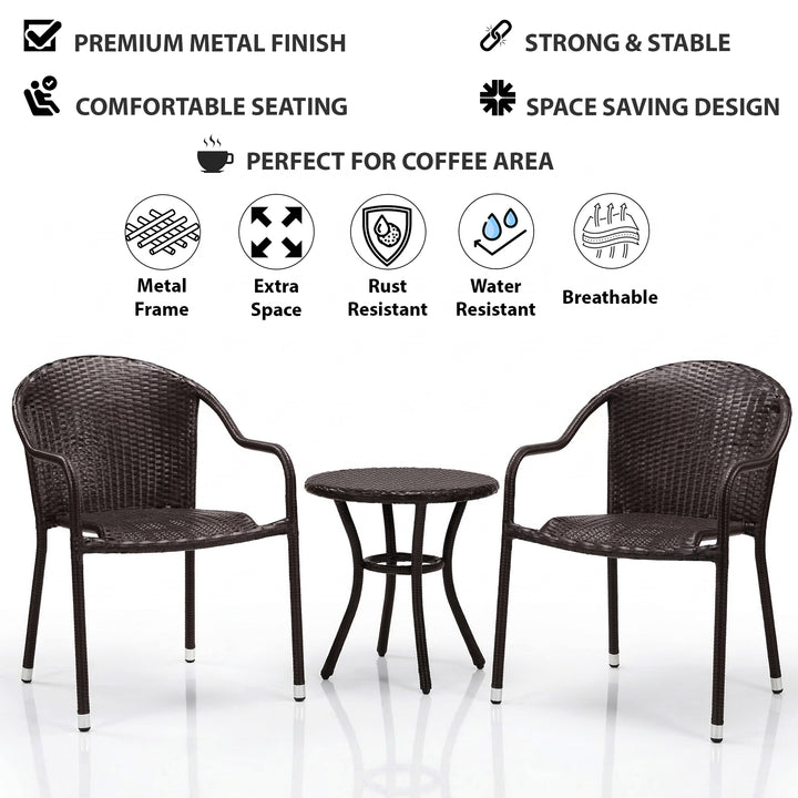Bovina Outdoor Patio Seating Set 2 Chairs and 1 Table Set (Brown)