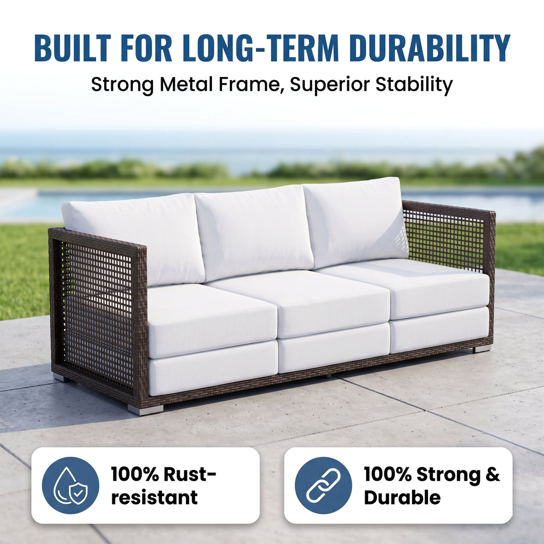 Coco Outdoor Sofa Set 3 Seater , 2 Single seater and 1 Center Table (Brown)