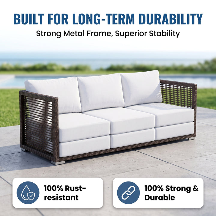 Coco Outdoor Sofa Set 3 Seater , 2 Single seater and 1 Center Table (Brown)