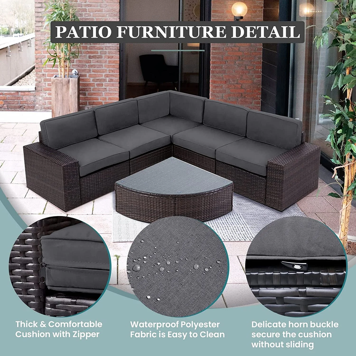 Omehia Outdoor Garden Balcony Sofa Set  5 Seater and 1 Center Table Set (Brown)