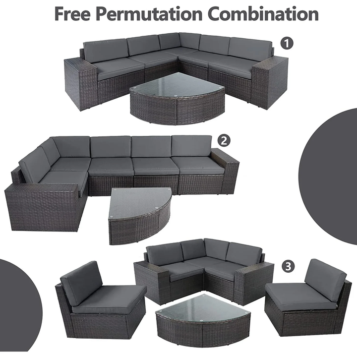 Omehia Outdoor Garden Balcony Sofa Set  5 Seater and 1 Center Table Set (Brown)