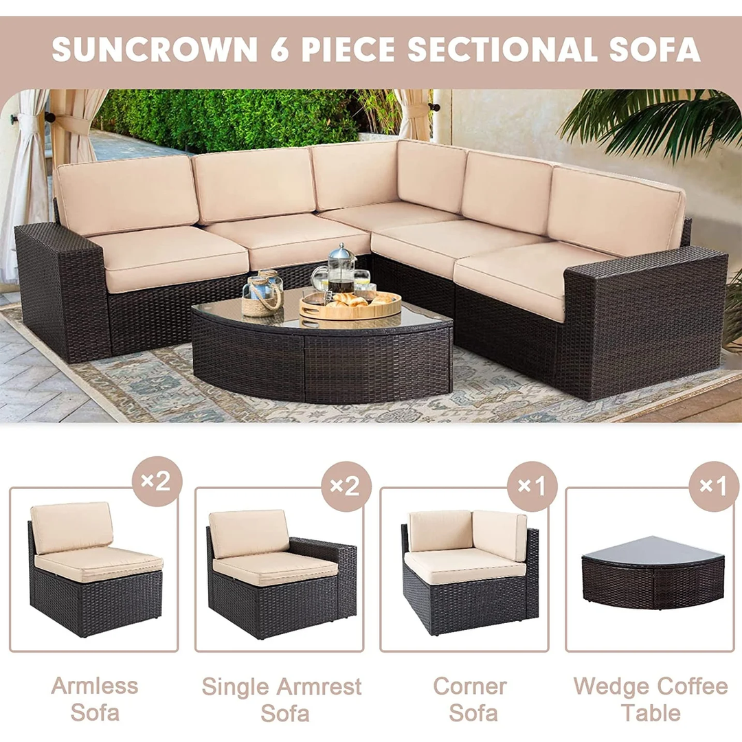 Okapi Outdoor Garden Balcony Sofa Set  5 Seater and 1 Center Table Set (Brown)