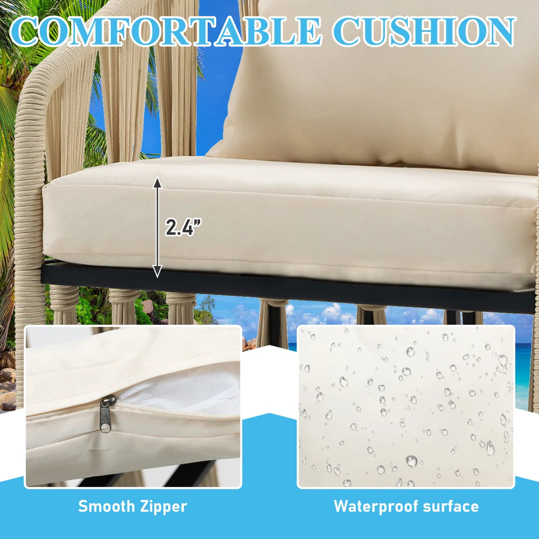 Varqo Outdoor Patio Seating Set 2 Chairs and 1 Table Set Braided & Rope