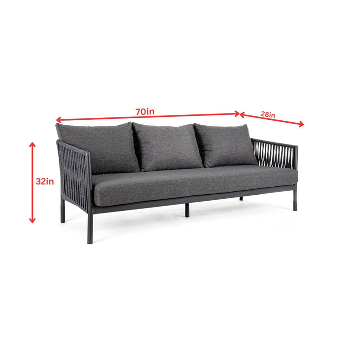 Luxo Outdoor Garden Balcony Sofa Set 3 Seater and 2 Single Seater With 1 Center Table Set, Braid & Rope