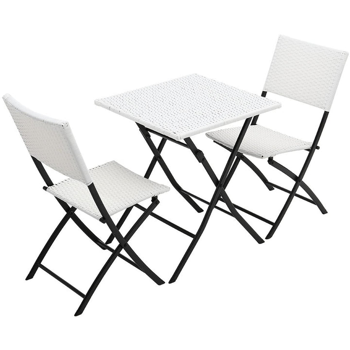 Ansgar Outdoor Patio Seating Set 2 Chairs and 1 Table Set (White)