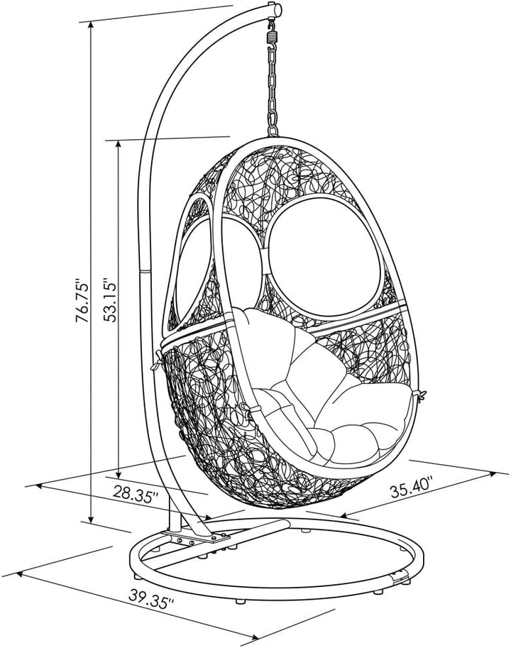 Basilio Single Seater Hanging Swing With Stand For Balcony, Garden Swing