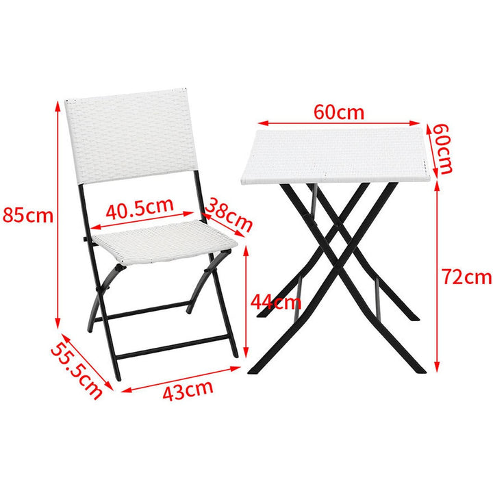 Ansgar Outdoor Patio Seating Set 2 Chairs and 1 Table Set (White)